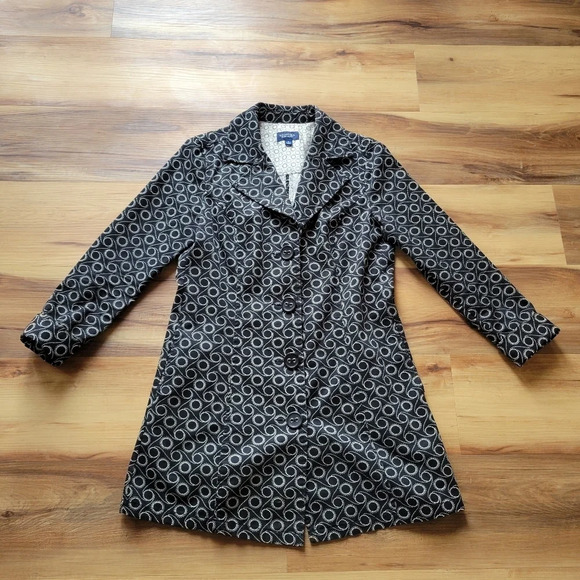 SONOMA Black w/white design Long Length Button Down Blazer - Picture 4 of 11